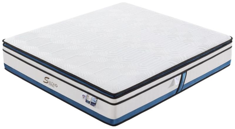 Ice Silk Fabric Pillow Euro Top Gel Memory Foam Latex Pocket Spring Mattress