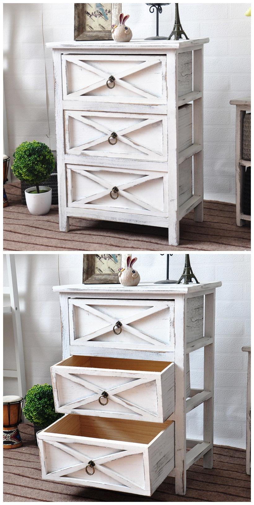 European Style Retro Wood Drawer Base Cabinet 0221