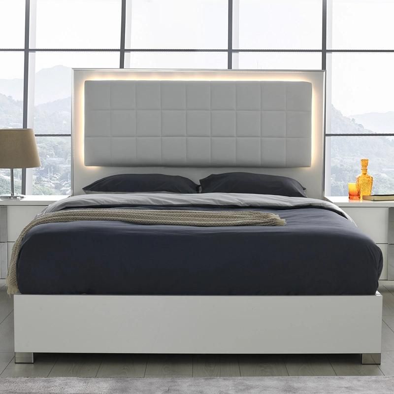 Nova White Gloss Bedroom Furniture King Bed for 1.8*2.0m Mattress