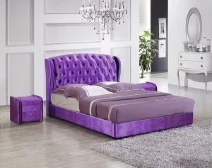 Factory Luxury Leather Chesterfeild Double Bed for Bedroom Furniture