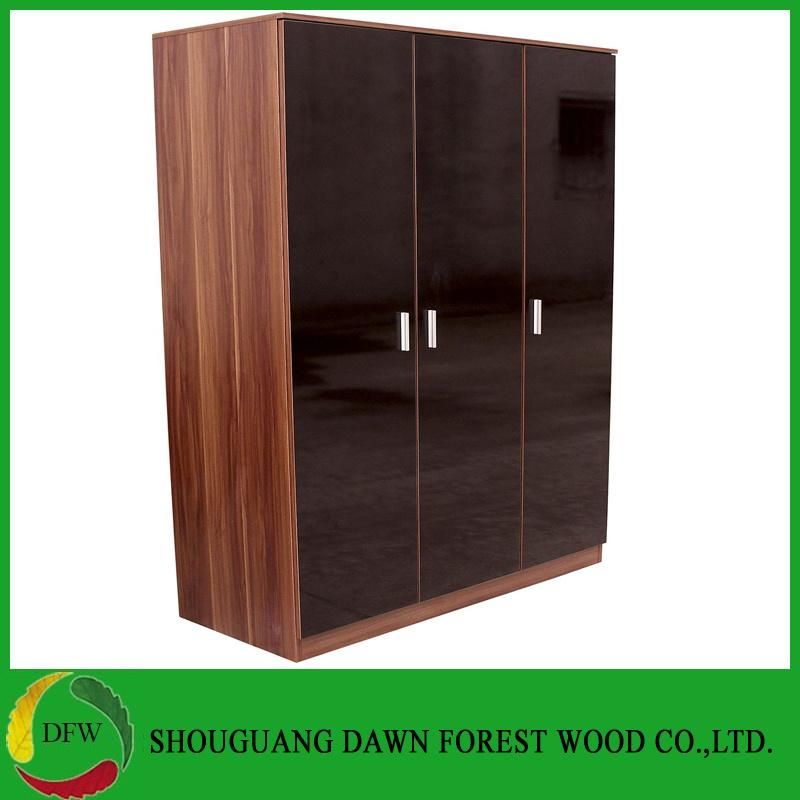 Bedroom High Gloss Wood Furniture Melamine Wardrobe