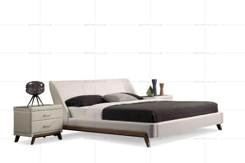 Hot Sale in Middel East Leather Queen Size Double Wood Leg Bed Sets Bedroom Furniture