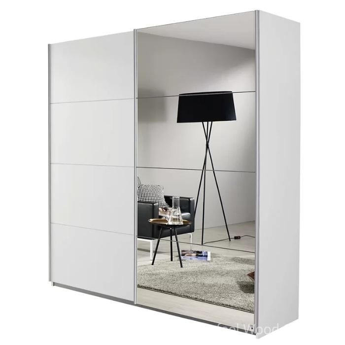 Modern MDF Sliding Mirror Door Wardrobe Bedroom Design Clothes Storage Closet (HF-WB38)