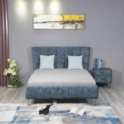 Huayang Italian Modern Velvet Storage Royal Fabric King Bed
