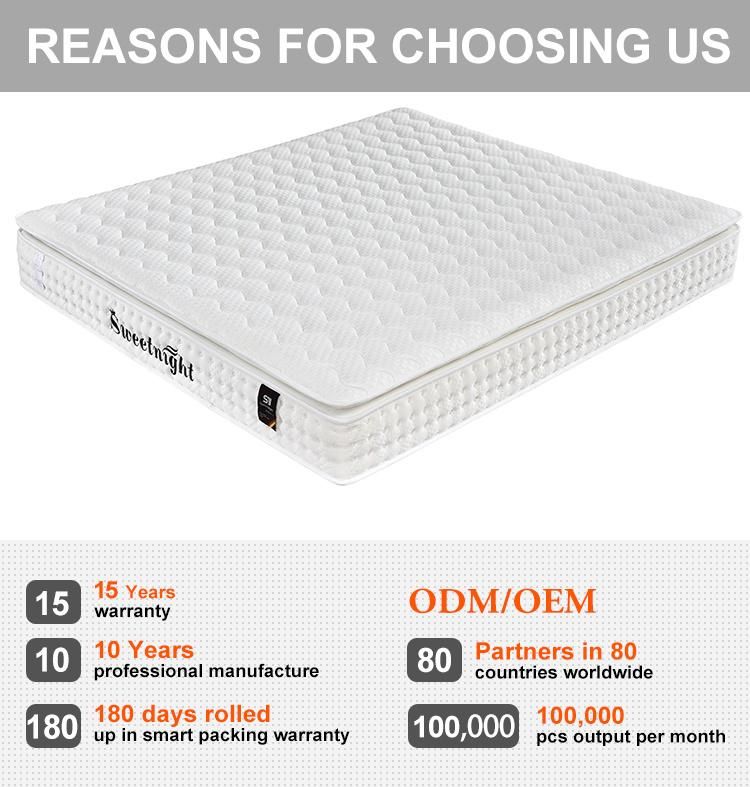 Bed High Density Wadded Natural Latex Sponge Compressed Coil Bonnell Fabric Hotel Memory Foam Spring Mattress