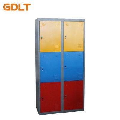 Colorful 6 Door School Furniture Clothes Storage Locker Cabinet with Mirror