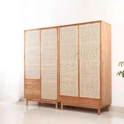 Solid Wood Rattan Modern Bedroom Japanese Nordic Simple Wardrobe