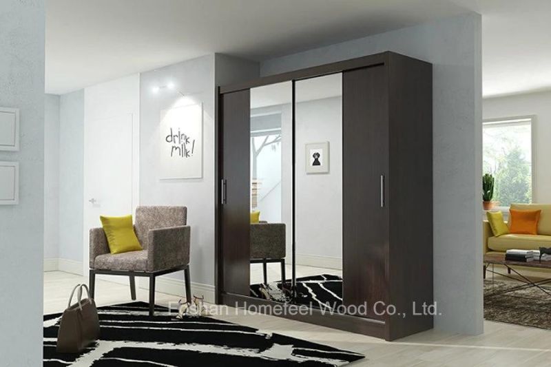 Modern Quality Bedroom Sliding Mirror Door Wardrobe (HF-EY016)