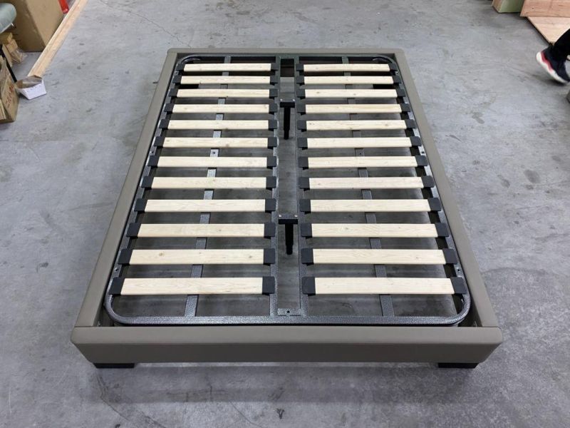 Bed Home Design Slat Bed Base Without Headboard Plywood Black Velvet Border Hotel Bed Base