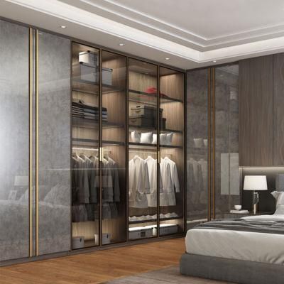 Cheap Bedroom Cloth Wardrobes Set Furniture Modern Grey Melamine Laminated Plywood Wardrobe Design