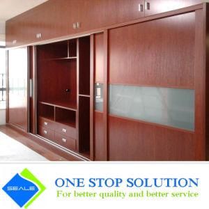 Modular Home Furniture Red Veneer Sliding Door Wardrobe (ZY 2066)