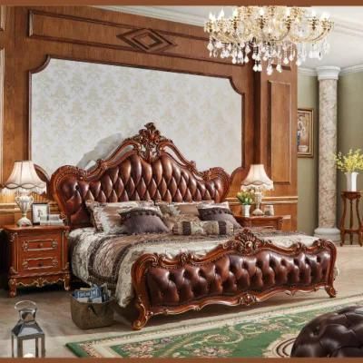 Bedroom Furniture Antique Double Bed with Dresser for Home Furniture