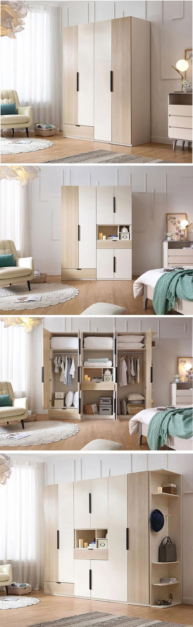 Factory Price Bedroom Wardrobe Designs High Quality Wooden Closet