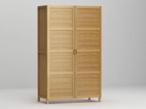 Wooden Wardrobe Two Doors Wardrobe Solid Oak Wood Wardrobe (HSR-023)