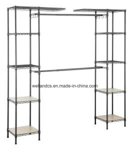 Expandable Double Clothes Hanger Metal Garment Rack Modern Steel Closet Wardrobe Armoire