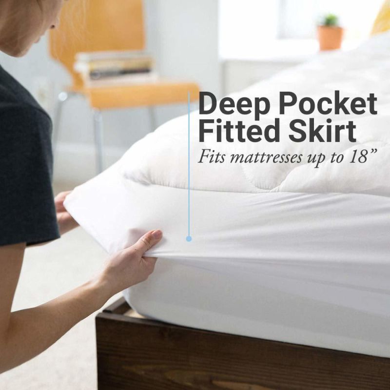 Premium Quality Mattress Pad with Fitted Skirt - Extra Plush Topper Found in Marriott Hotels - Queen Size