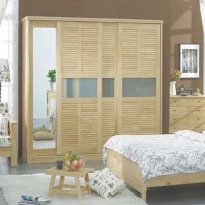 China Classic PVC Sliding Door Bedroom Wardrobe Closet and Bed Combination
