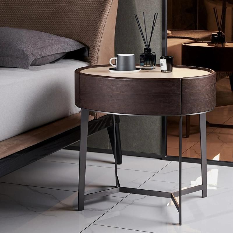 Nordic Ash Solid Wood with PU Leather Double Bed for Hotel
