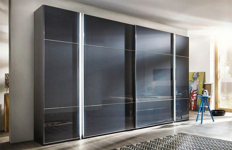 Tempered Glass Sliding Door Wardrobe Modern Bedroom Furniture