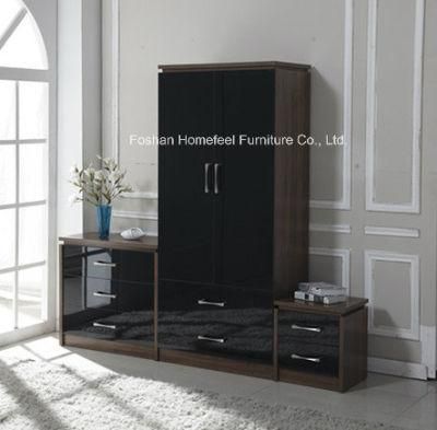 3 Piece High Gloss Bedroom Combi Wardrobe Dresser Set