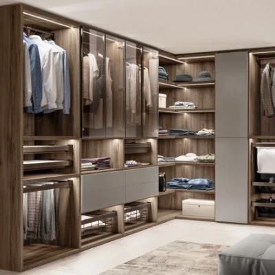 PA Bedroom Furniture Custom Melamine Modern Design Glass Walk in Closet