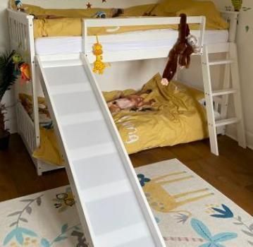 Children Bedroom Single Bed Children Bunk Bed with Stairs and Slide