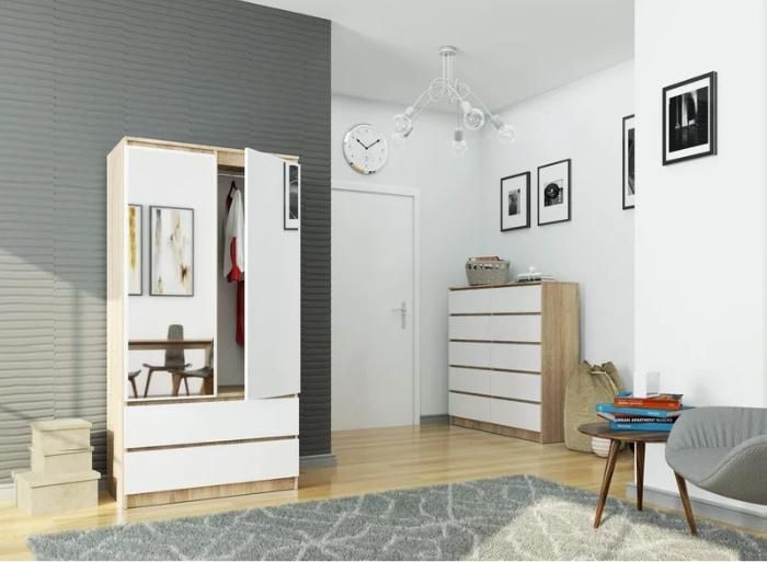 Wholesale Quality Mirror Wardrobe Bedroom Furniture MDF Clothes Cabinet