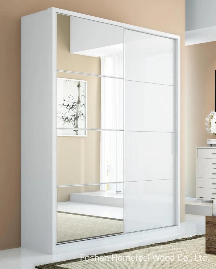 Fashion Home Furniture 2-Sliding Mirror Doors MDF Wooden Bedroom Wardrobe Closet (HF-H5E7UI)