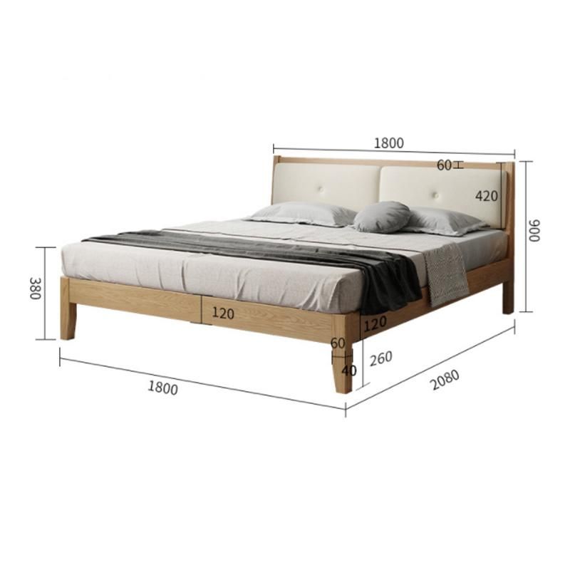 Nordic Japanese Solid Wood Bed White Oak Simple Double Bed Log 1.8m 1.5m Bedroom Wedding Bed Furniture 0032