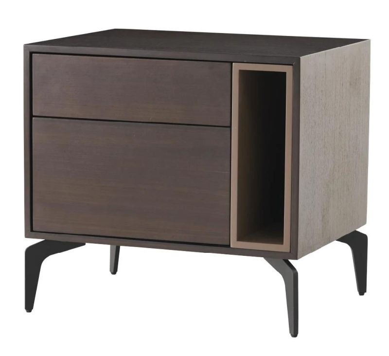 FL48 Night Stand /Eucalyptus Veneer / Steel Base Coating /Modern Furniture in Hone and Hotel