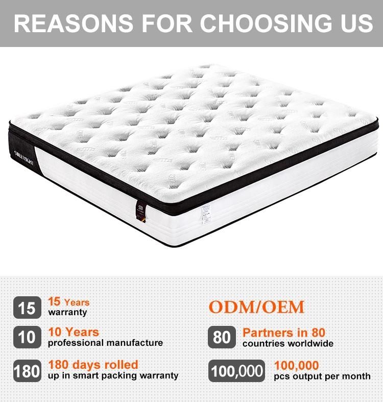 High Density Wadded Natural Latex Sponge King Hotel Compressed Memory Foam Bed Coil Bonnell Spring Mattress