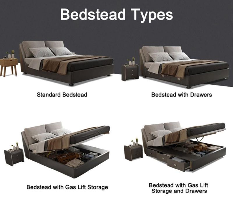 Modern Platform Bedroom Bed Funirure Upholstered PU Leather Queen / King Size Bed