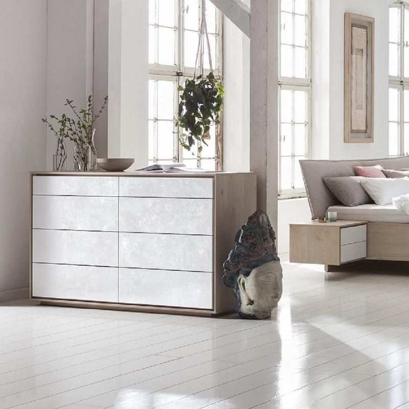 OEM/ODM Nordic Style Bedroom Furniture Set with Bed Night Stand Dresser Wardrobe