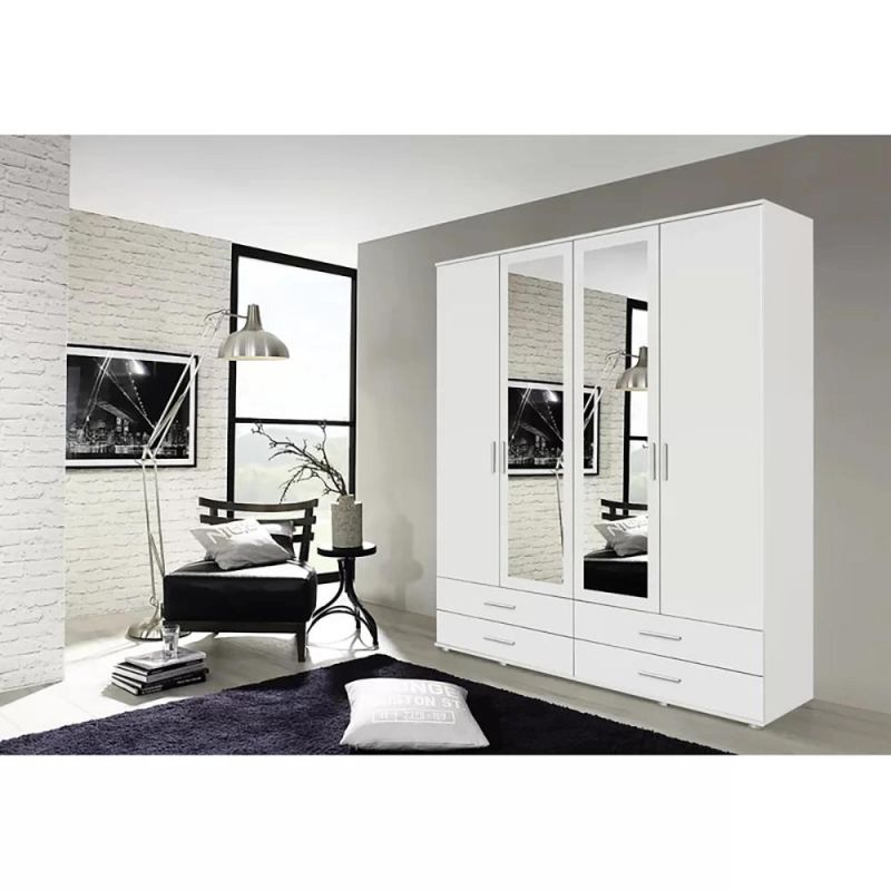 Modern Home Furniture Design Bedroom Wooden Hinged Mirror Door Wardrobe