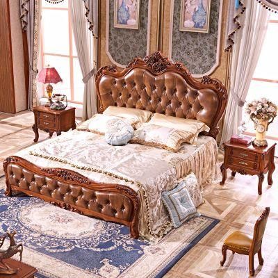 Classic Bedroom Furniture Double Bed with Dresser in Optional Color