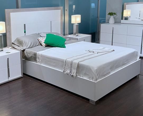 Nova 2110jaa002 Melamine 180*200cm King Size Bed with Matt White Finish