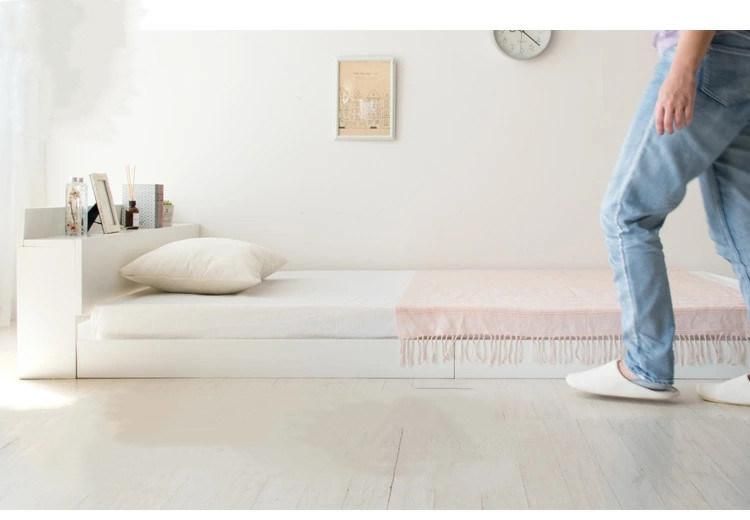 Japanese-Style Floor Bed with Bedside Table and Socket