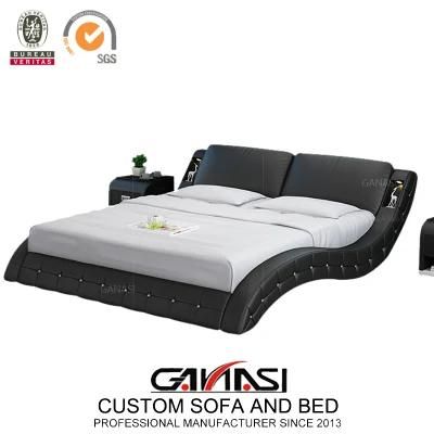 LED Home Double Wavy Bed with Elegant Crystals LB8824B