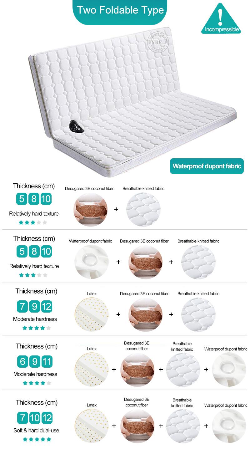 Travel Bedfoam Mattress Foldable Waterproof Fabric 8cm Single Bed