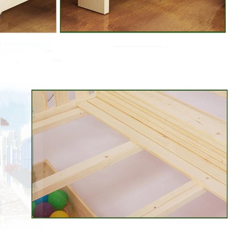 Solid Wood Children′s Bed with Guardrail Single Bed for Boys and Girls
