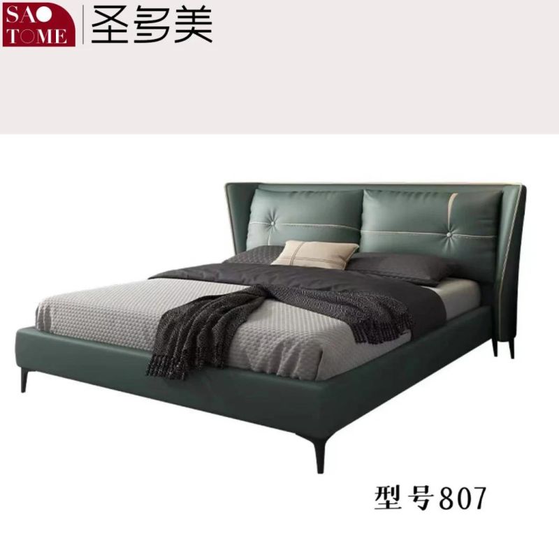 Modern Solid Wooden Home Bedroom Hotel Furniture Sofa Double King Bed