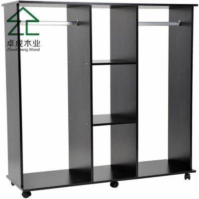 Black Color MFC Materials Easy to Move Wardrobe