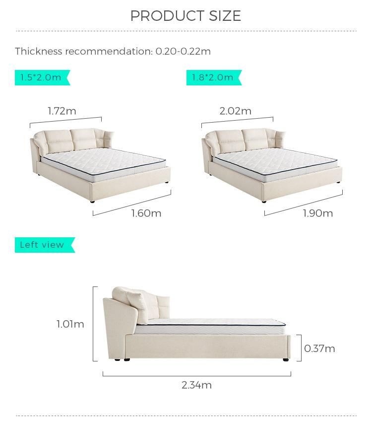 Lisny Bedroom Sets Furniture White Upholstered Fabric Double Bed R290