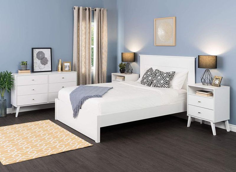 Nova MID Century Modern White 6-Drawer Dresser