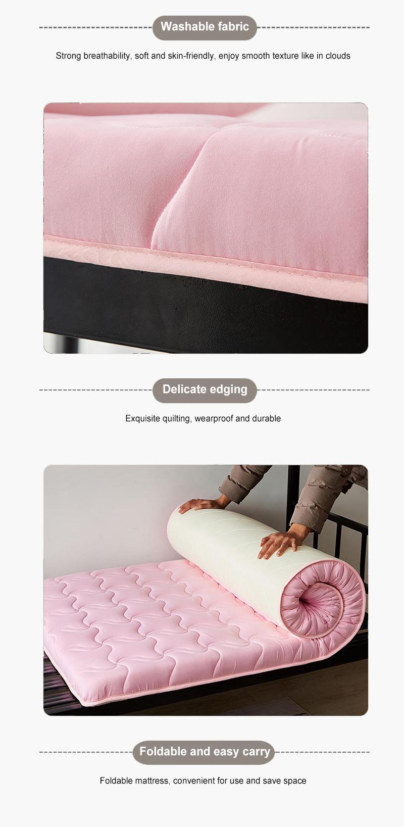 Camping Bed Quilted Pad Thin Portable Lightweight Comfortable Double