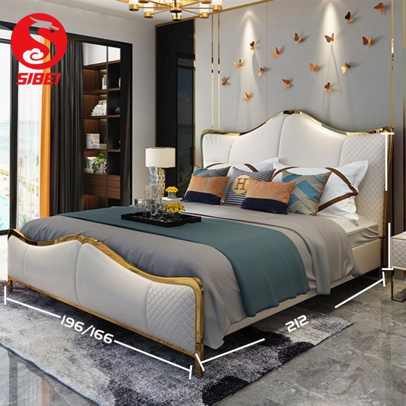 Modern Luxury High Headboard Super King Soft Solid Wooden Bed Frame Supplier
