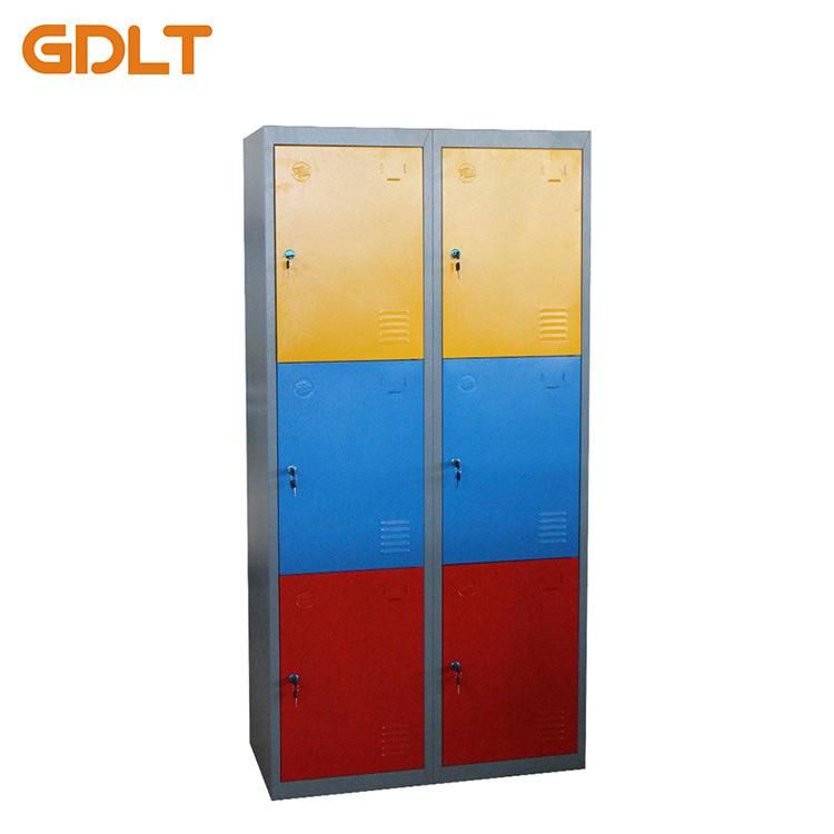 Colorful 6 Door School Furniture Clothes Storage Locker Cabinet with Mirror