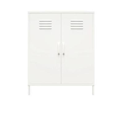 White Steel Locker Cabinets Metal File Clothes Storage Lockers High Feet 2 Doors