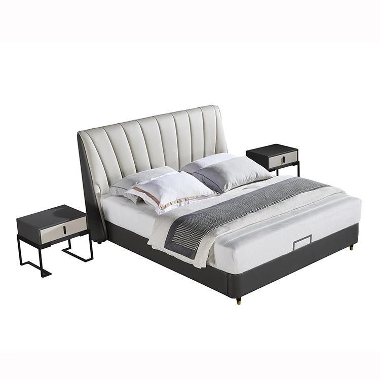 European Style Bedroom Furniture Platform Bed Upholstered PU Leather King Size Bed