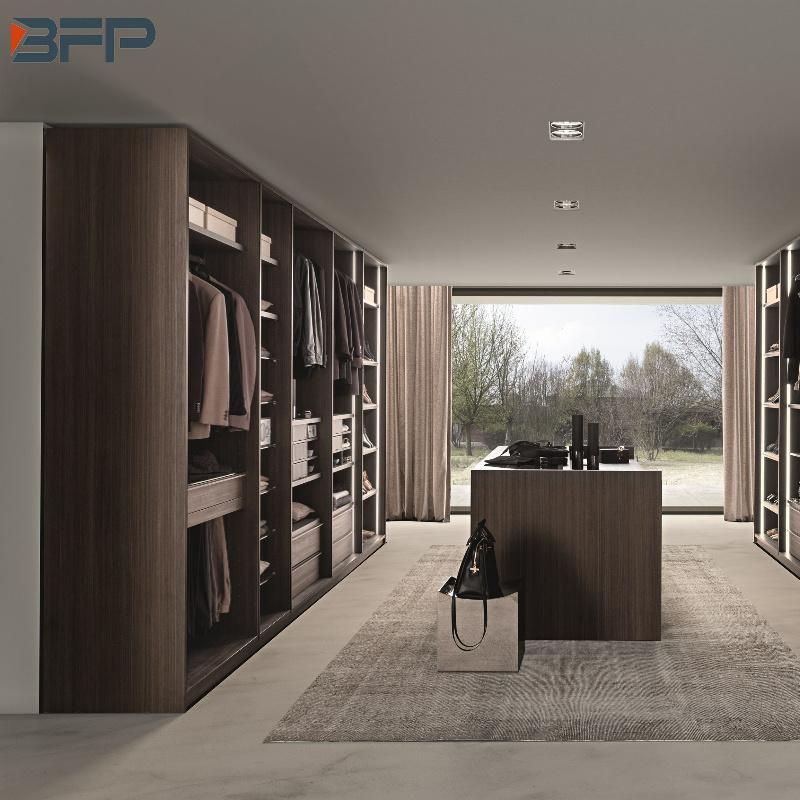 Modern Design No Door Wood Veneer Wardrobe